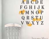 Alphabet Vinyl Wall Decal - Airplane Car Lion Owl Train Whale - Boy Cute Children's Bedroom - Nursery Sticker Room Decor - CL104A