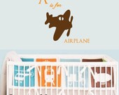 Airplane Wall Decal Sticker - A is for Airplane - Vintage Plane - Children's Bedroom Vinyl Wall Art Room Decor - CB108B