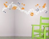 Outer Space Alphabet Wall Decal - Rocket, Alien, Stars, Planets - Children's Bedroom Nursery Vinyl Wall Decal Sticker - CL110