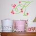 Monogram Wall Decal with Bird and Flowers - Vinyl Wall Art Sticker Room Decor - Children's Bedroom - CM100B