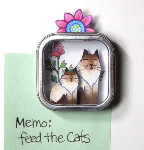SALE... Himalayan Cat and Kitten Shadow Box Refrigerator Magnet