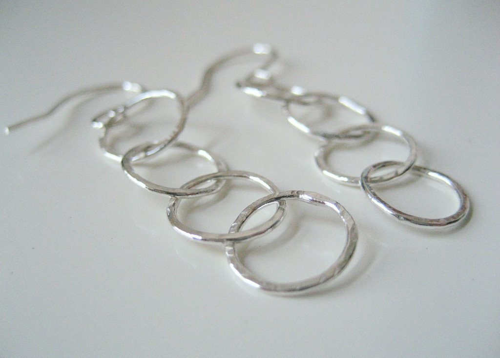 Fine Silver Petite Bubbles Earrings Hand Forged Hand Fused