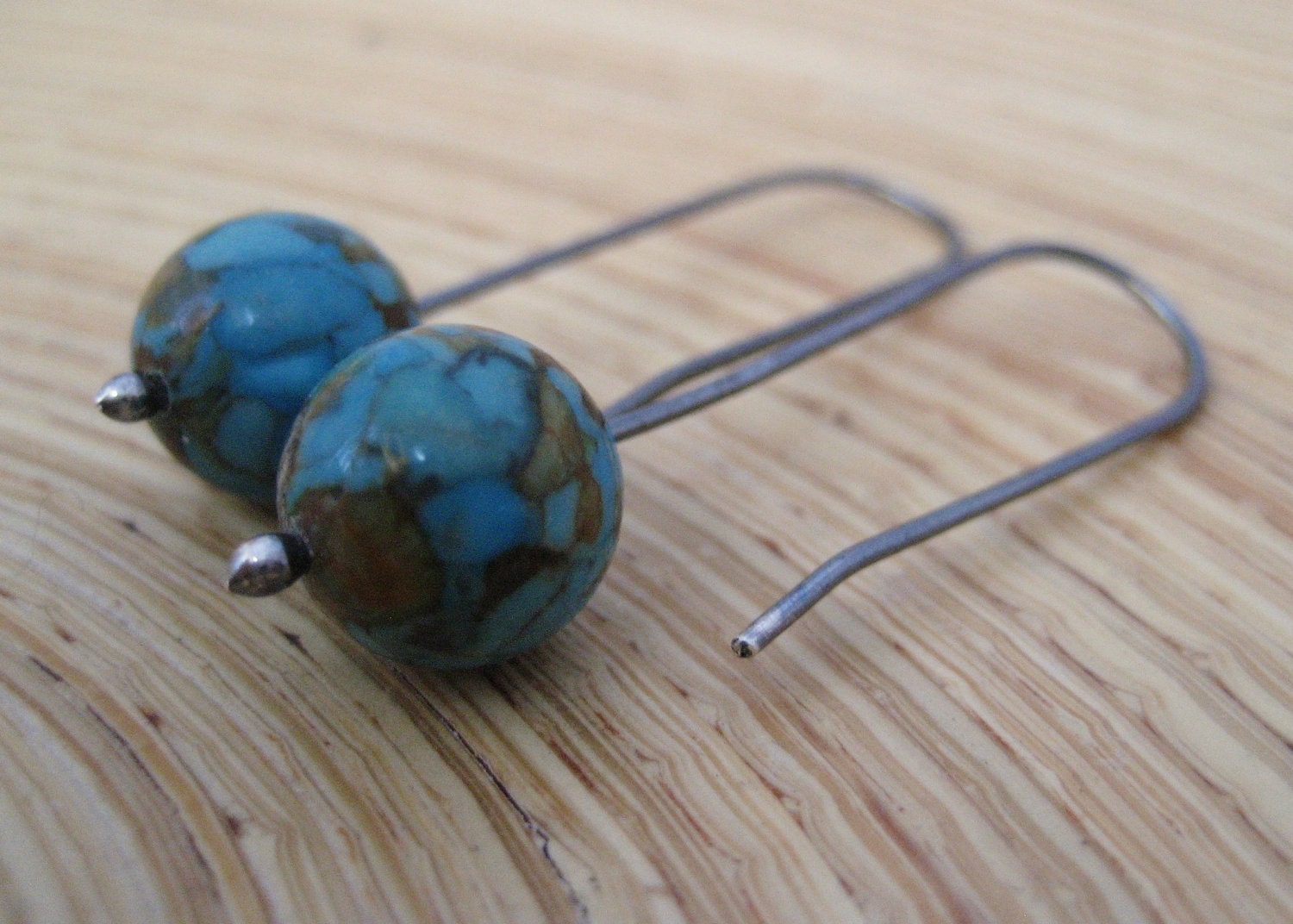 Fine Silver Chunky Stone Earrings Antiqued Heaven and Earth