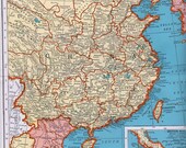 1947 Rand McNally Popular Map of China French Indochina Siam and Korea