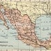 1895 Original Antique Map of Mexico