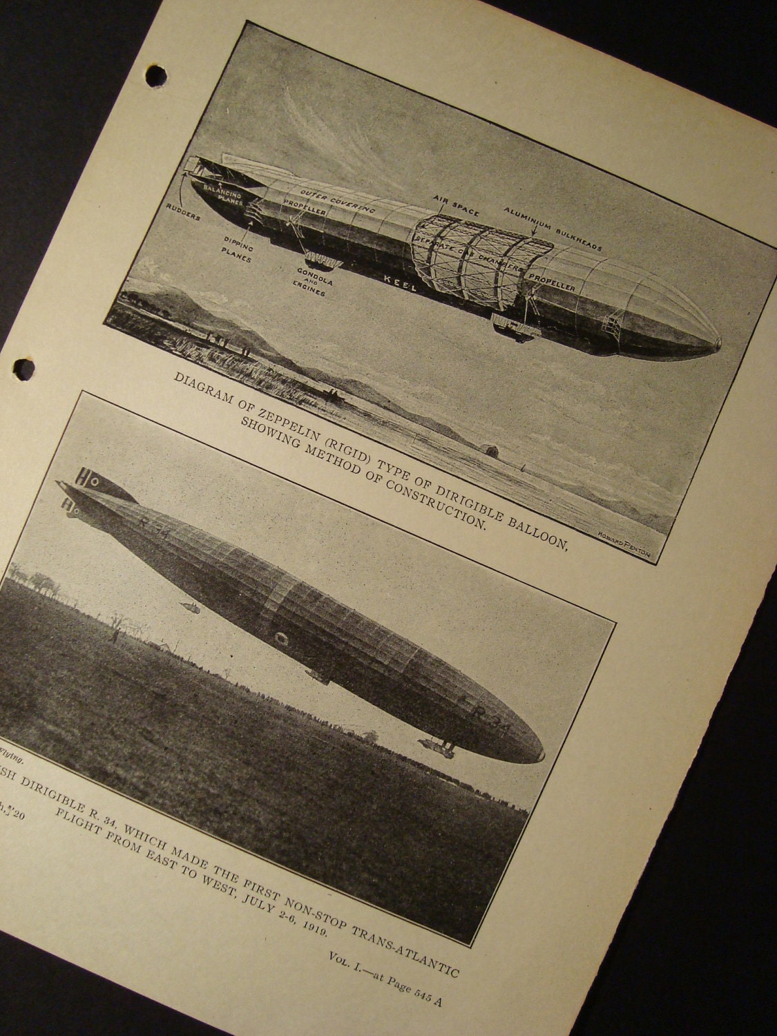 Airship, Dirigible, Zepplin Antique Original Print Number 515
