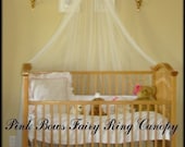 Crib Bed Princess Fairy Canopy Ring with Pink Satin Bows SHEERS included