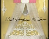 Girls Bed Canopy Princess CROWN Embroidered FrEe Monogram Gingham Hot Pink Lime SALE