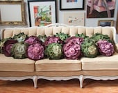 Plum Ombre Ruffle Rose Pillow - Small: made of recycled wool knits