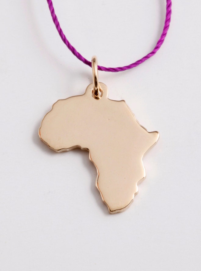 10K Solid Gold Africa Pendant or Charm