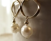 Simple gemstone jewelry beautiful druzy pearls circle dangle earrings goldfilled free shipping in the US simple and elegant