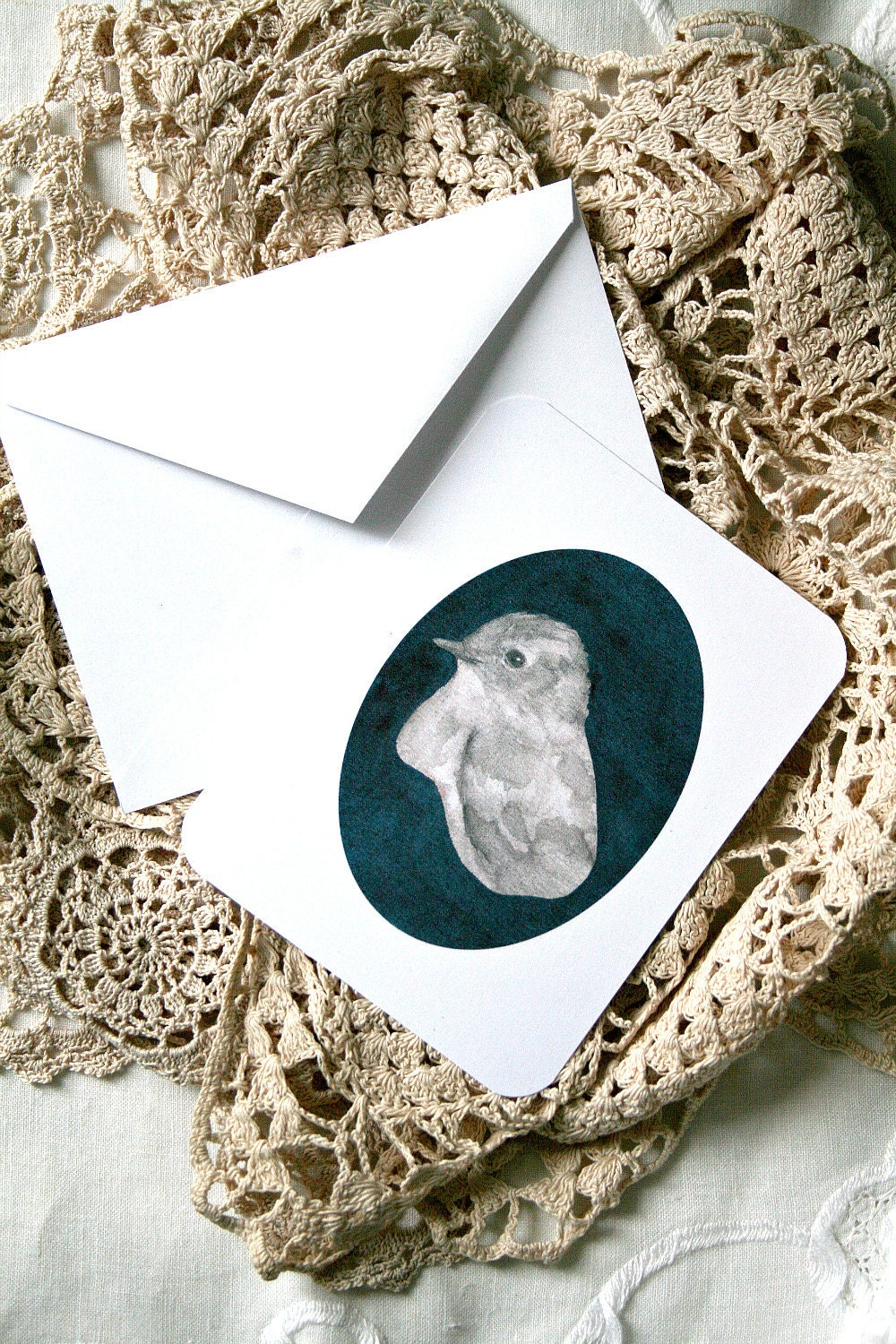 5 CARDS - Phoebe in Indigo - postcard/flat cards and envelopes, eco-friendly paper