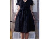 handmade to measure  linen wrap front gathering waist dress