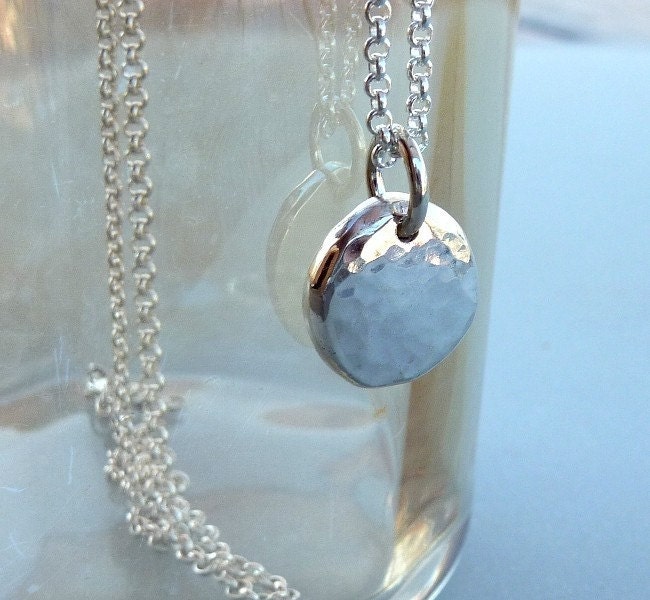 Silver necklace,  Eco friendly necklace, Hand forged Recycled sterling silver necklace