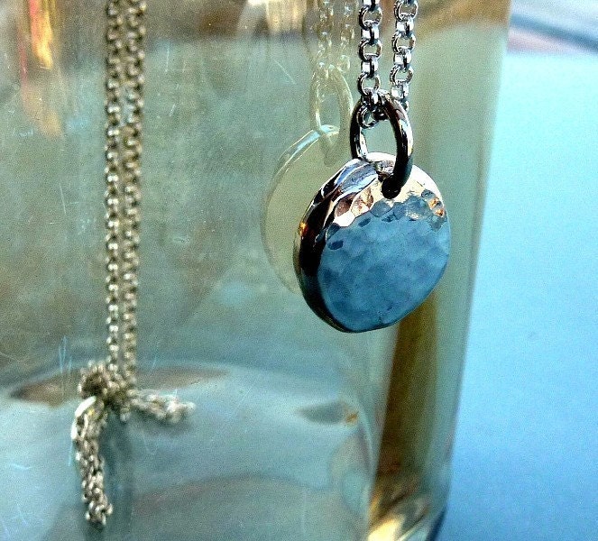 Silver necklace, Eco friendly necklace, Hand forged Recycled sterling silver necklace