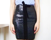 Stretch Sequin Skirt with Small Velvet Bow - Size UK 8 / US 4-6 / EU 34