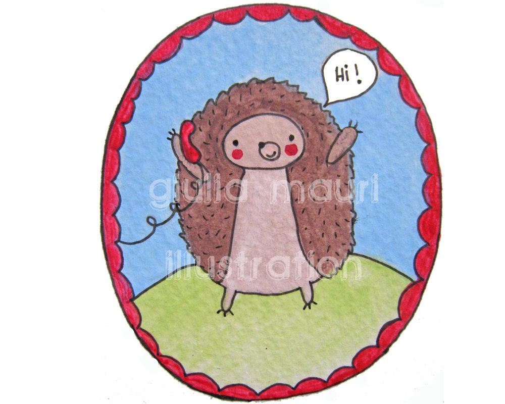 Just To Say Card - Recycled Paper - Eco Friendly - Hedgehog, Woodland creature, Illustration by Giulia Mauri
