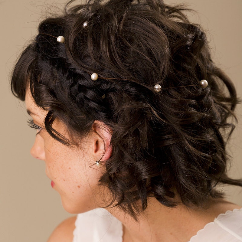 Freshwater Pearl Bridal Headpiece Knotted Silk String