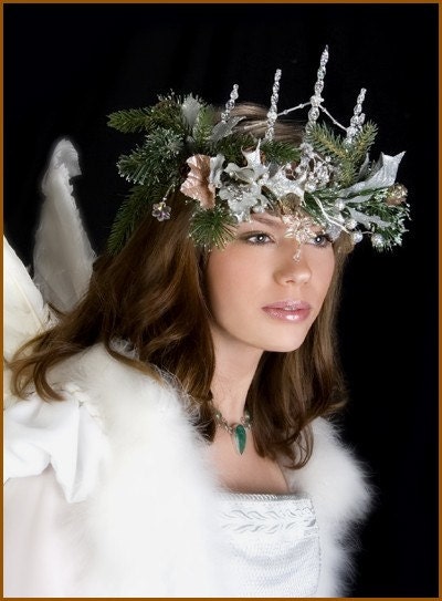 Enchanted Evergreen Icicle Ice Queen Winter Snow Flake Crown Headpiece
