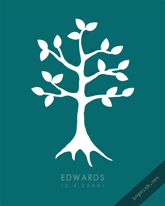 Your Family Tree, Custom Personalized Modern Art Print (16x20 Gallery Wrapped Canvas)