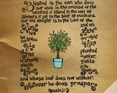 Hand Lettered Scripture Illustration, Modern Christian Wall Art (11x14)