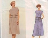 1980s Vintage Sewing Pattern American Designer 1897 Bill Blass Two Piece Dress Skirt Top Soft Size 16 Bust 38 UNCUT 80s