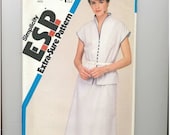 1980s Vintage Sewing Pattern Simplicity 5891 Two Piece Dress Skirt Blouse Cap Sleeves 16 18 20 Bust 38 40 42 UNCUT 80s 1983