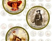 Cowgirl Circles 1x1 (Inchies)...Bottlecap...Digital Collage Sheet 2 - 4 x 14 Unique Images