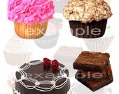 The Sweet Shop Digital Collage Sheet - Cupcakes, Cakes, Brownies, ATC, Scrapbook, Tags, Cards