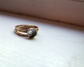 Engagement Ring Blue Topaz Gemstone Ring Stacking Rings