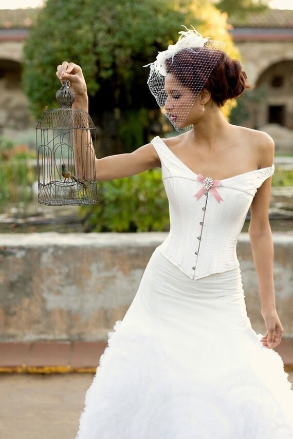 White, Ivory, Black, Red,  Silk Rose Hat,  Birdcage Veil,  Swarovski Crystals, Unique Bridal, Feather Fascinator,  Wedding Veil