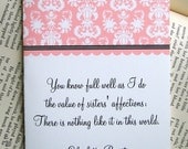 Charlotte Bronte Sisters' Affections Quote - Single Card
