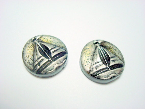 Silver and Black Sailboat Beads