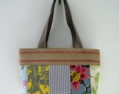 Jute and Fabric Tote w/ Recycled Sail Lining