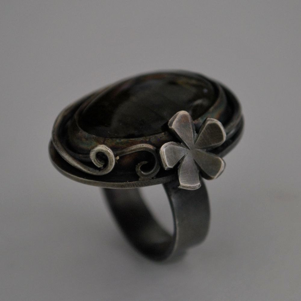 Labradorite Flower Ring in Sterling Silver