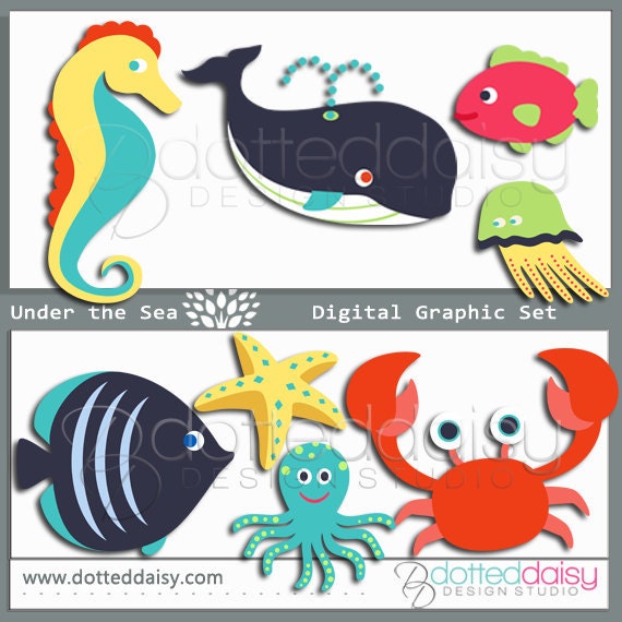 Instant Download--Under the Sea Digital Clipart Graphics Collection