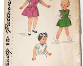 Vintage sewing pattern girls blouse and jumper 1940s Simplicity 1415 size 4