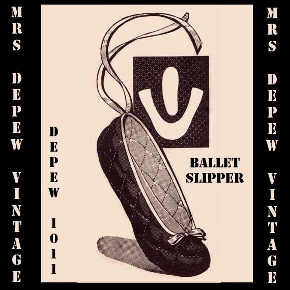 Vintage Sewing Pattern Ballet Slipper Quilted 1940's Style Printable PDF Multi Size Depew 1011 -INSTANT DOWNLOAD-