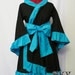 Custom Black X Teal Kimono Dress with Ruffles and Descending Hem