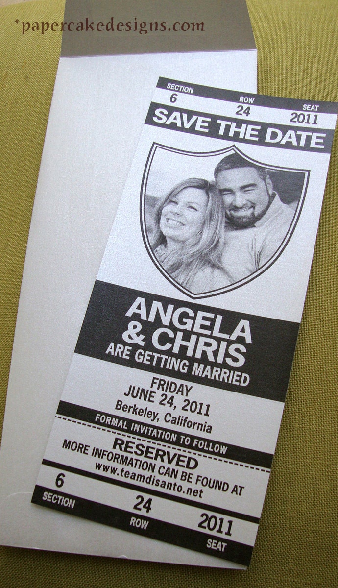 Football Wedding Save the Date Ticket / Birthday Party Invite NFL or College