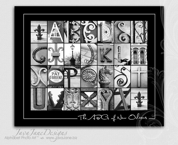 The ABCs of New Orleans - Black and White Letter Photography - 8x10 Fine Art Print Unframed