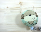 Retractable ID Badge Holder / Reel (Clip-on) with Fabric Covered Button - Peaceful Monkey