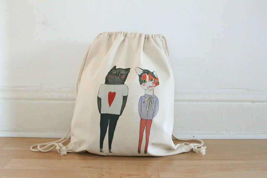 Love kitties drawstring bag