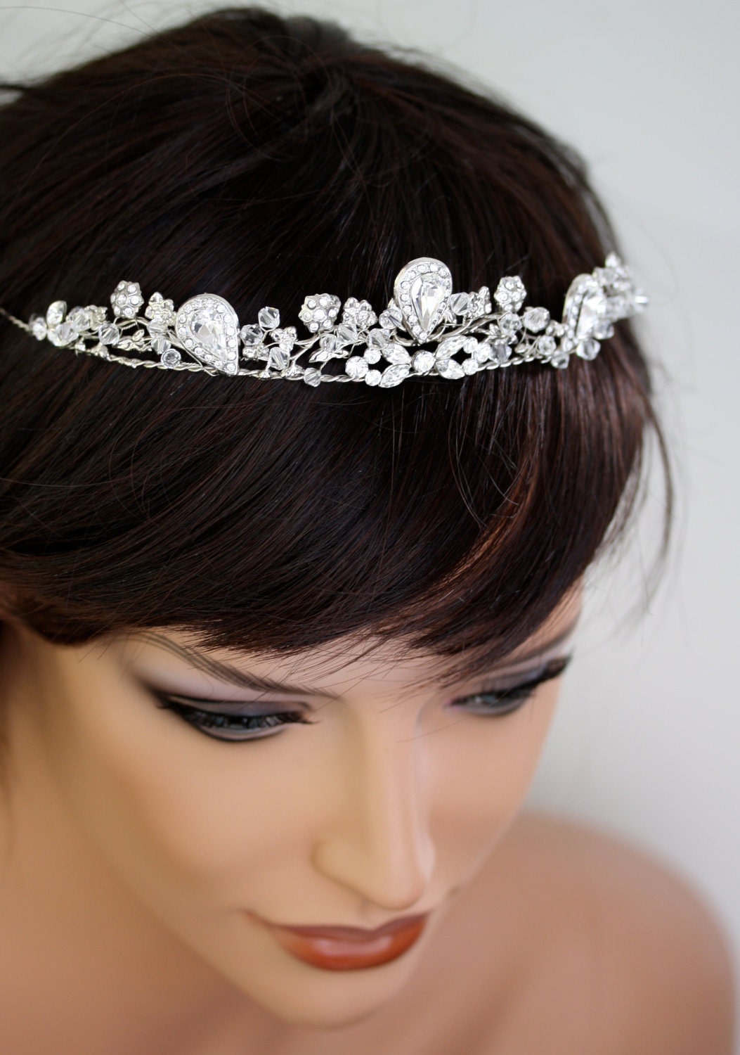 Rhinestone Tiara Wedding Bridal Tiara, Wedding Hair Accessories, LEONA