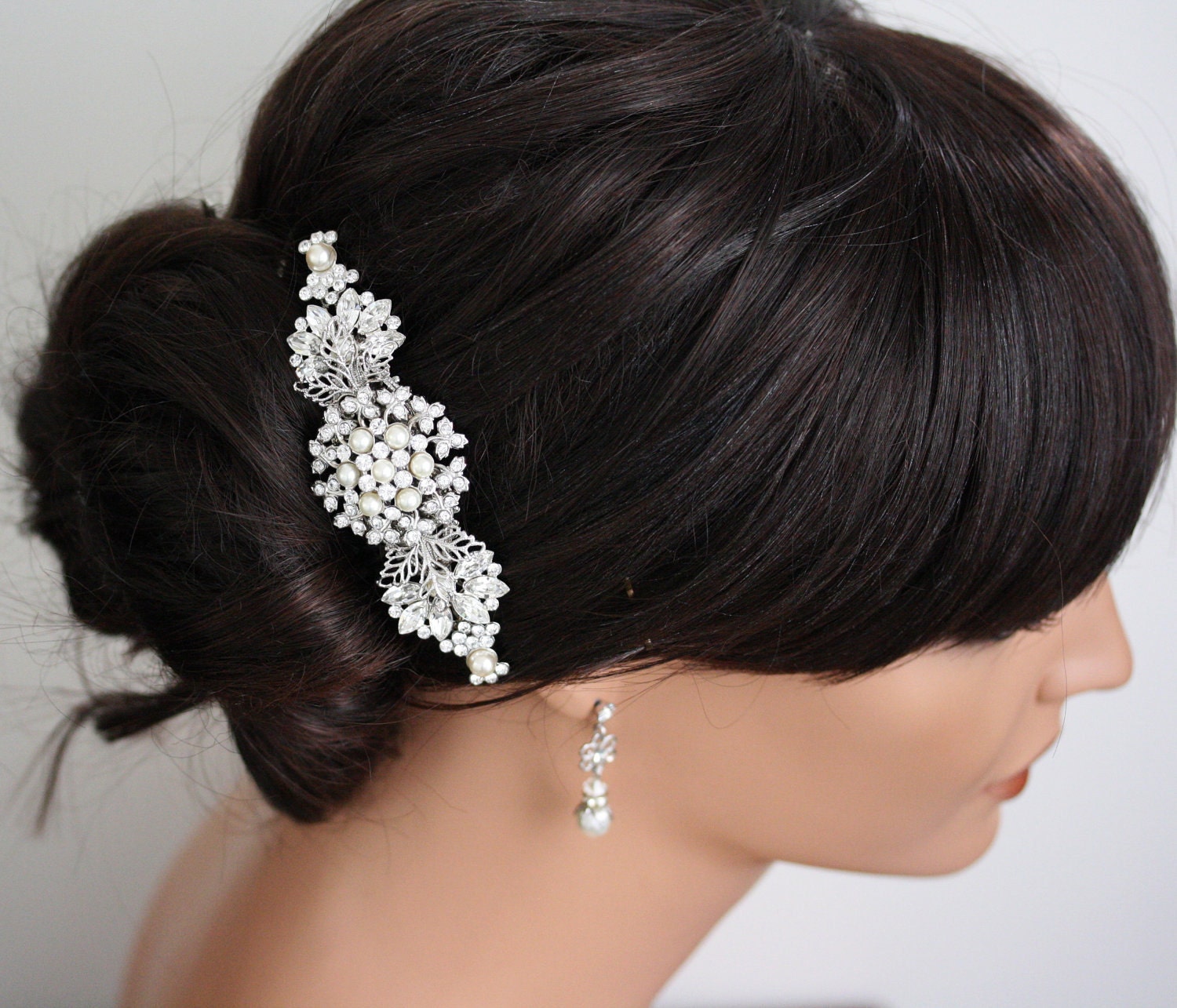 Bridal hair Comb Wedding Hair Accessories  Swarovski Crystal Pearl Vintage Style Head Piece PARIS  DELUXE