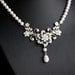 Wedding Necklace, White Pearl necklace, Vintage rhinestone flowers, Swarovski Wedding Jewelry, Sabine Classic