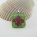 Fused Glass Fleur de Lys Copper Inclusion Pendant
