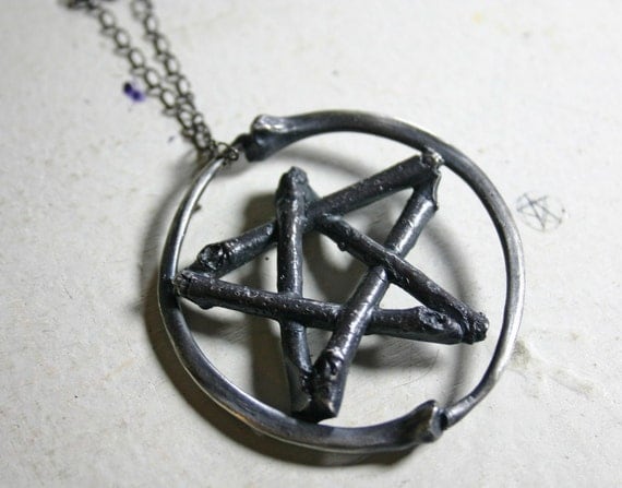 snake rib and twig. lily dale pentacle necklace.