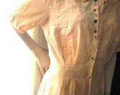 BLOUSE PEACH VINTAGE Boho Esprit Linen Short Sleeve