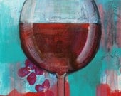 Red Wine Glass Let it Breathe floral art print
